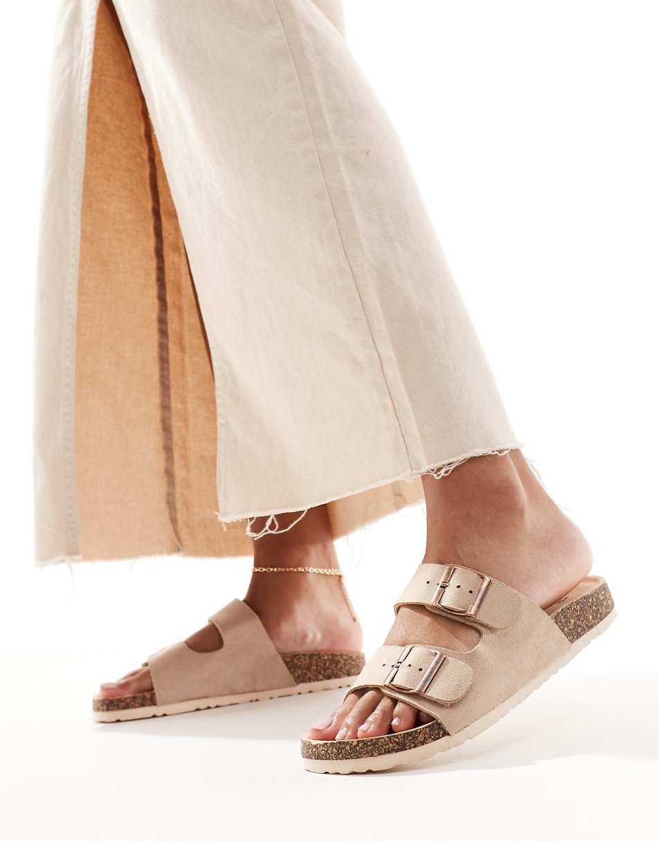 Yours 2 strap sandals in neutral