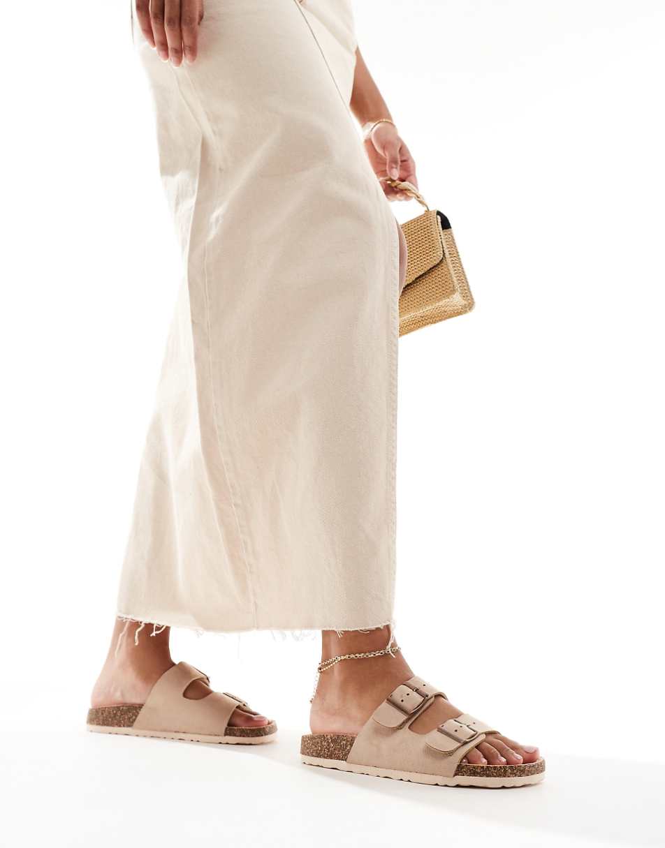 Yours 2 strap sandals in neutral