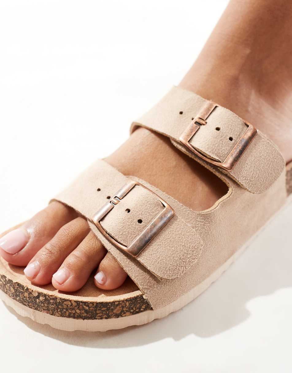 Yours 2 strap sandals in neutral