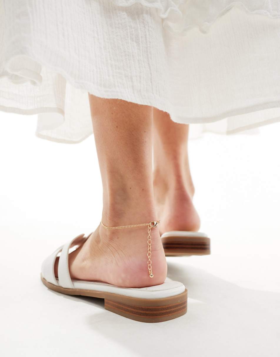 Yours slip on sandals in white