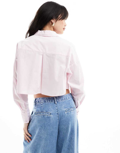 ASOS DESIGN ultimate cropped shirt in pink
