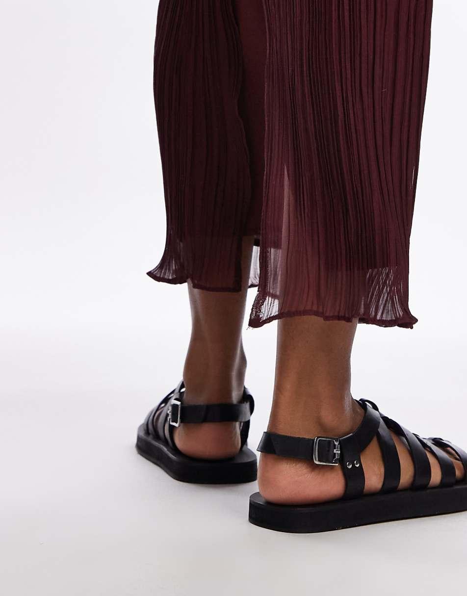 Topshop Julian leather fisherman sandals in black