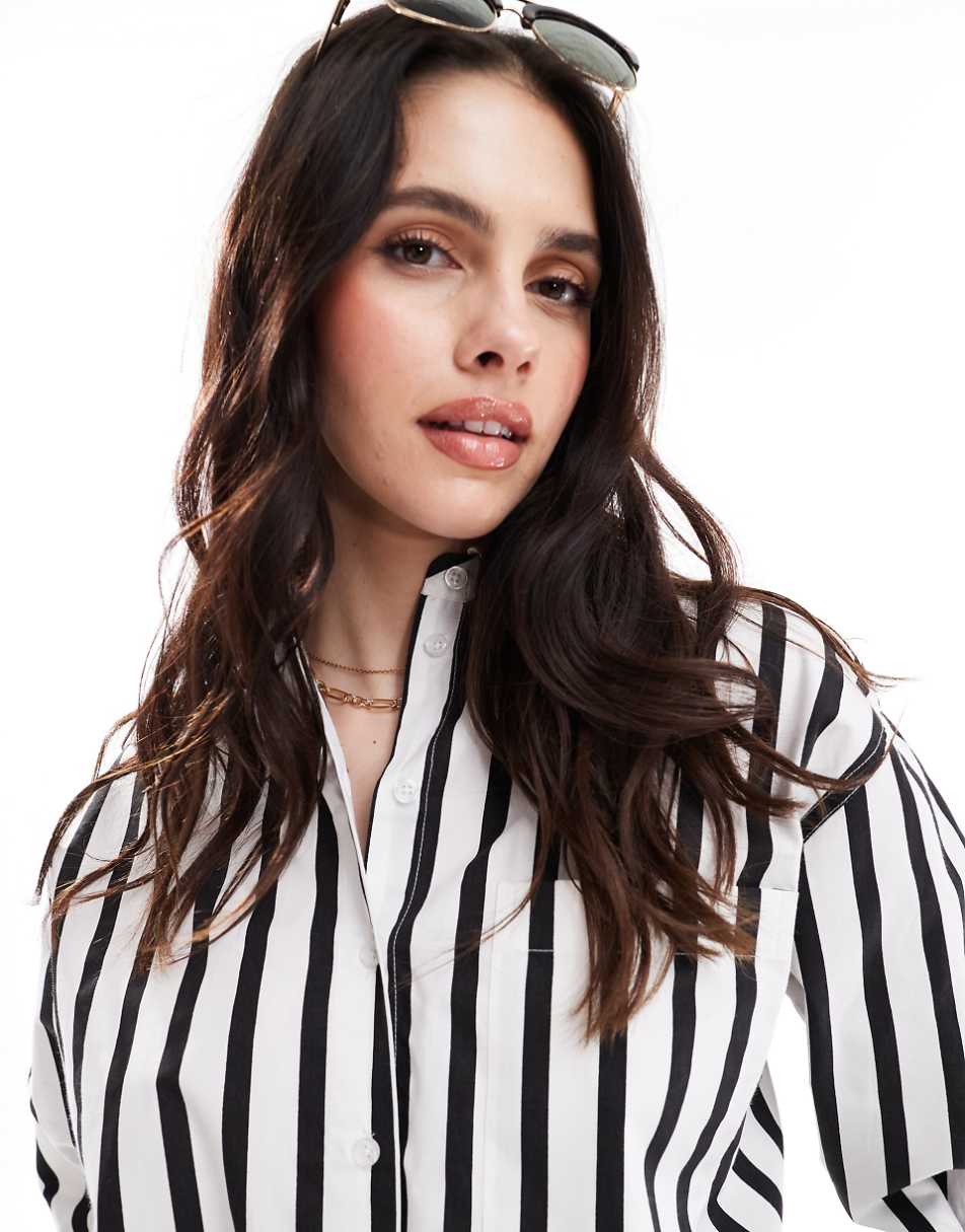 ASOS DESIGN oversized shirt in black and white stripe