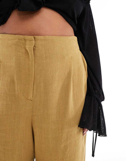 ASOS DESIGN faux leather belted tailored mini skirt with exposed lining in khaki