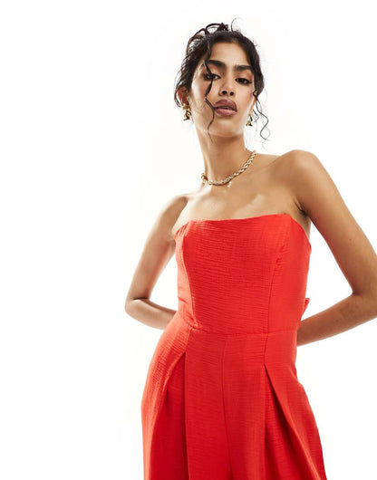 Nobody's Child Rory bandeau wide leg jumpsuit in red