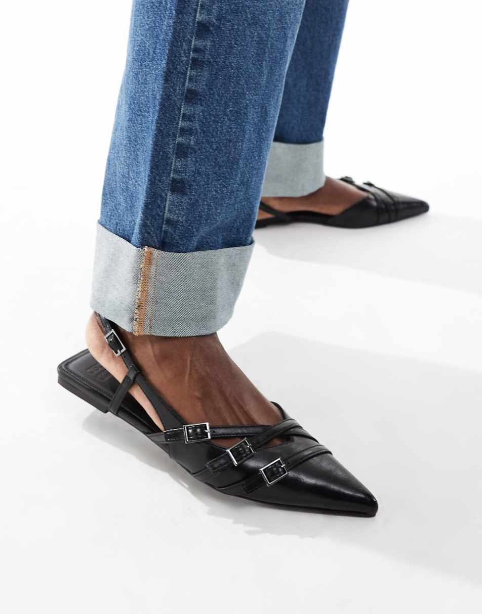 ASOS DESIGN Lotto slingback ballet flats in black