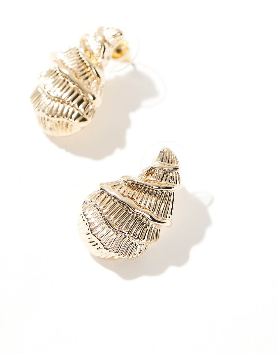 8 Other Reasons statement shell earrings in gold plated