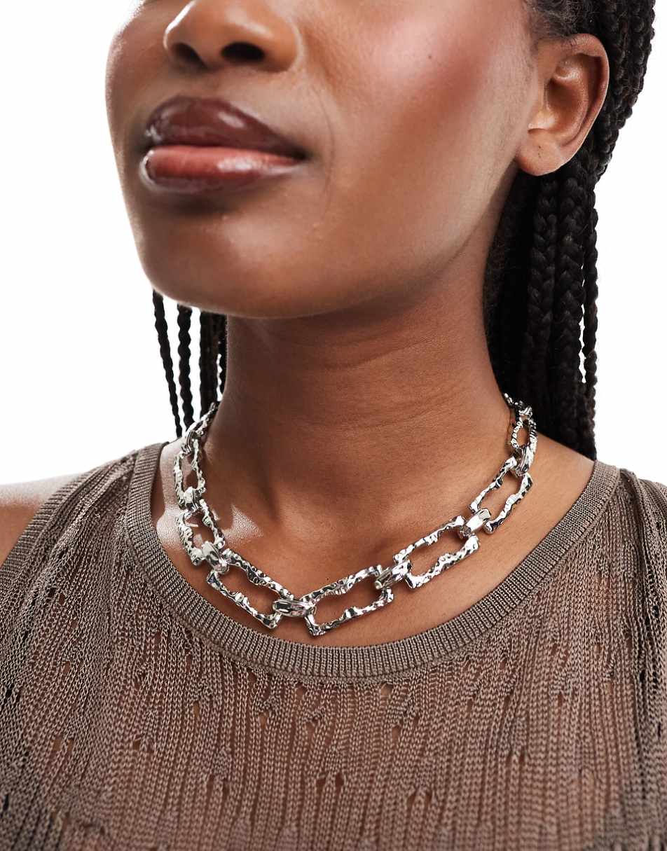 8 Other Reasons chunky chain necklace in rhodium plated