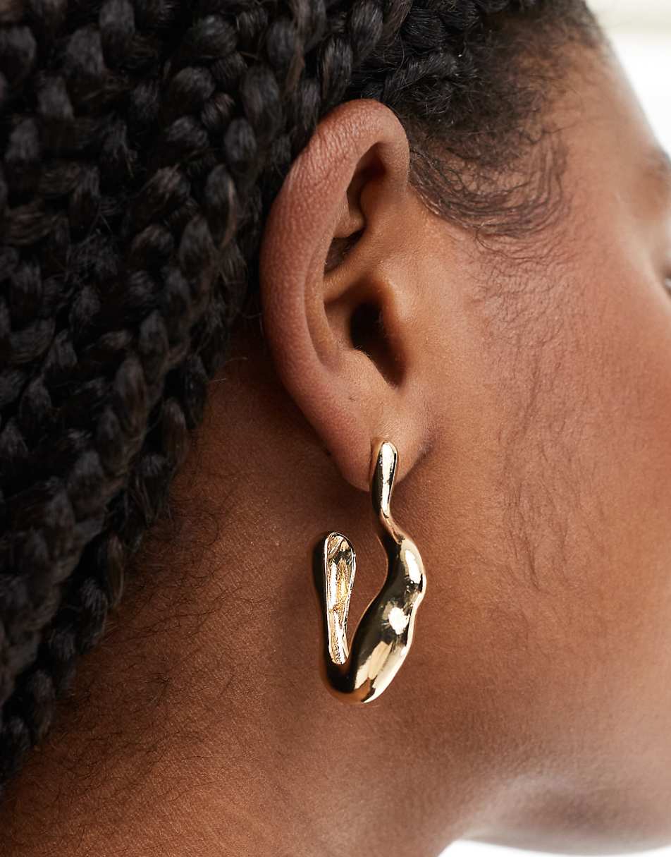 8 Other Reasons molten hoop earrings in gold plated