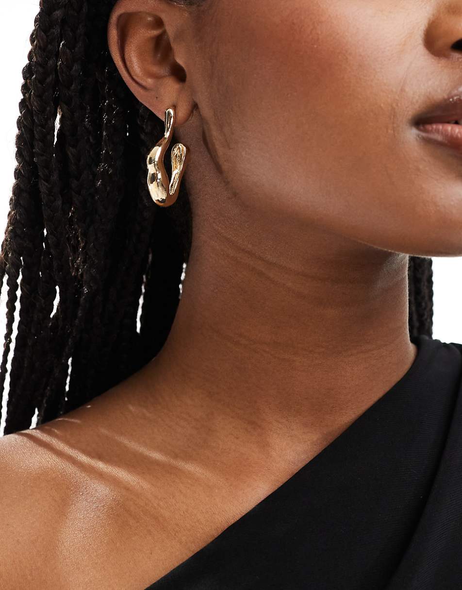 8 Other Reasons molten hoop earrings in gold plated