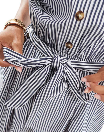 ASOS DESIGN sleeveless vest romper in blue stripe