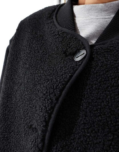 ASOS DESIGN spliced teddy formal jacket in black