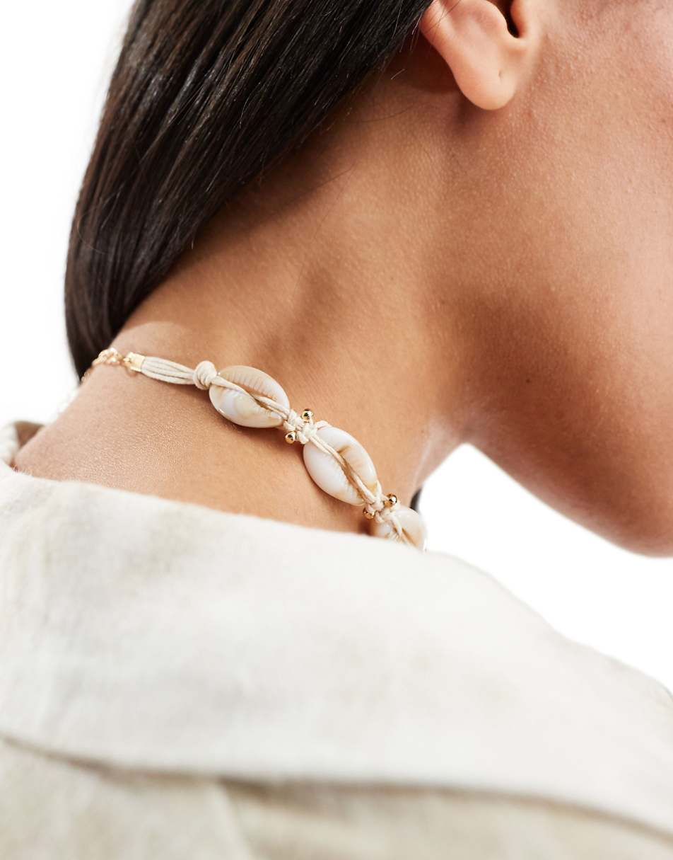ASOS DESIGN choker necklace with faux shell design in neutral