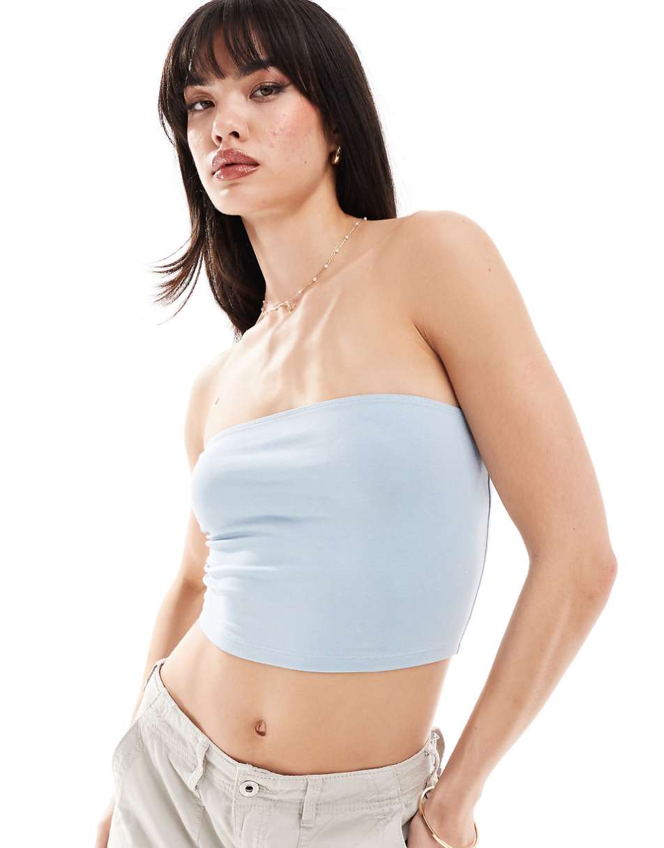 ASOS DESIGN ultimate crop bandeau top in baby blue