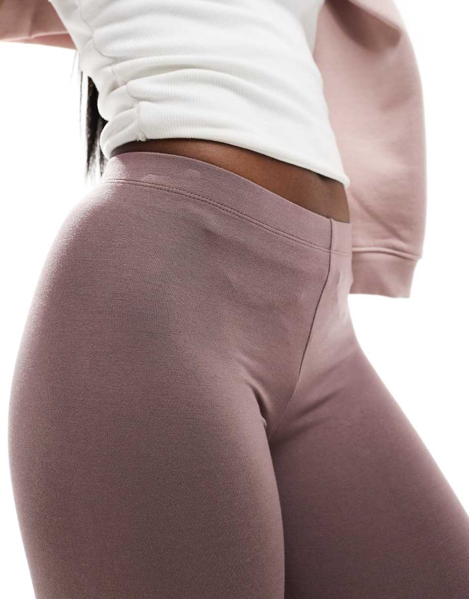 ASOS DESIGN basic legging shorts in taupe