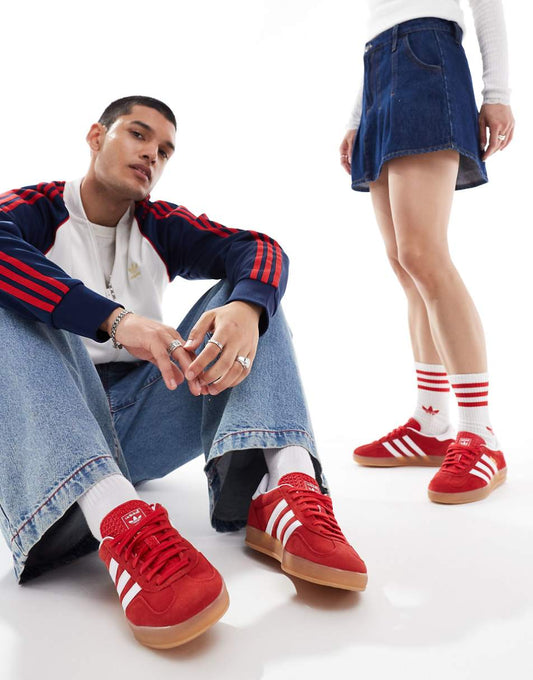 adidas Originals Gazelle Indoor sneakers in red and white