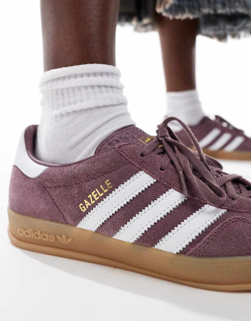 adidas Originals Gazelle Indoor sneakers in dark purple and white