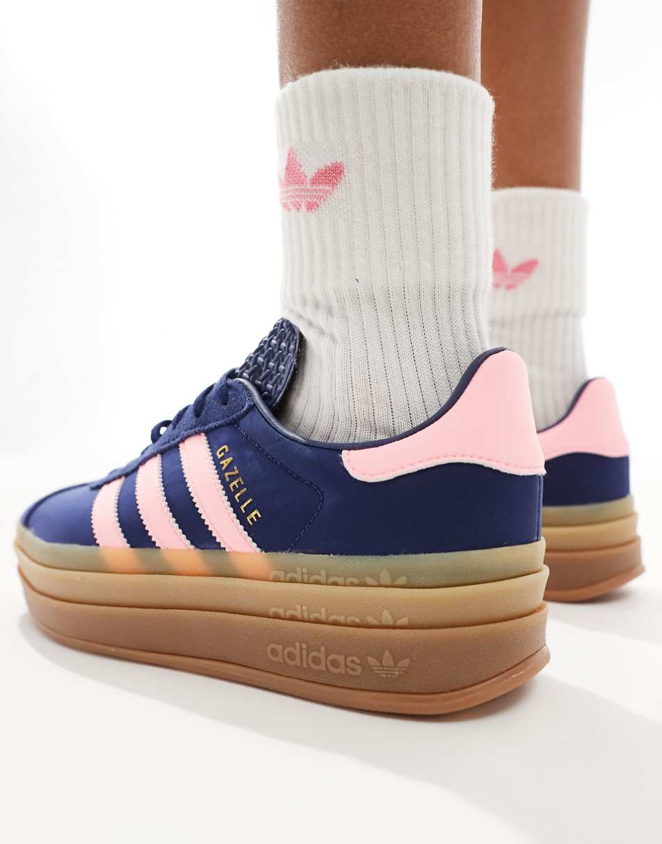 adidas Originals Gazelle Bold sneakers in navy and pink