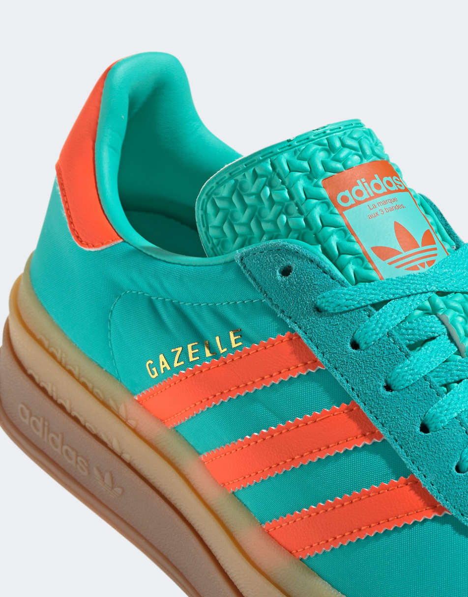 adidas Originals Gazelle Bold sneakers in green and red