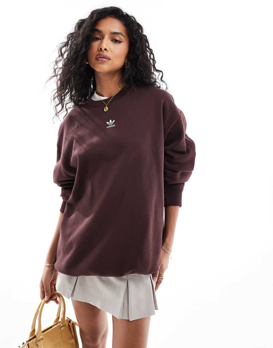 adidas Originals essential oversized sweatshirt in brown