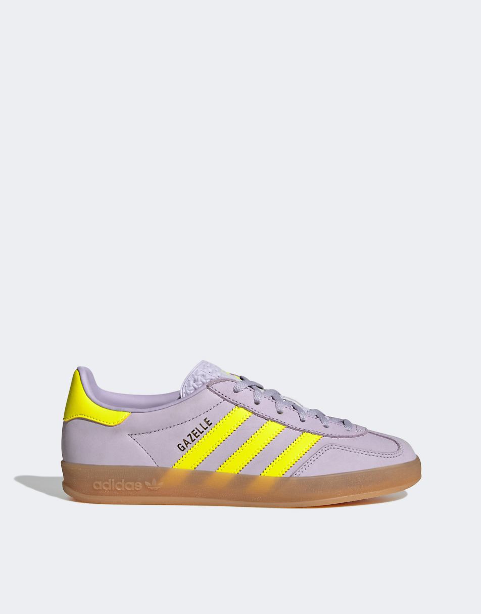 adidas Originals Gazelle Indoor sneakers in purple and yellow