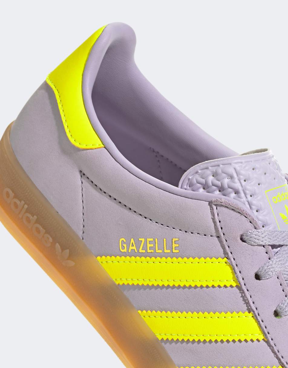 adidas Originals Gazelle Indoor sneakers in purple and yellow