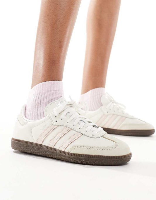 adidas Originals Samba OG sneakers in white and light pink