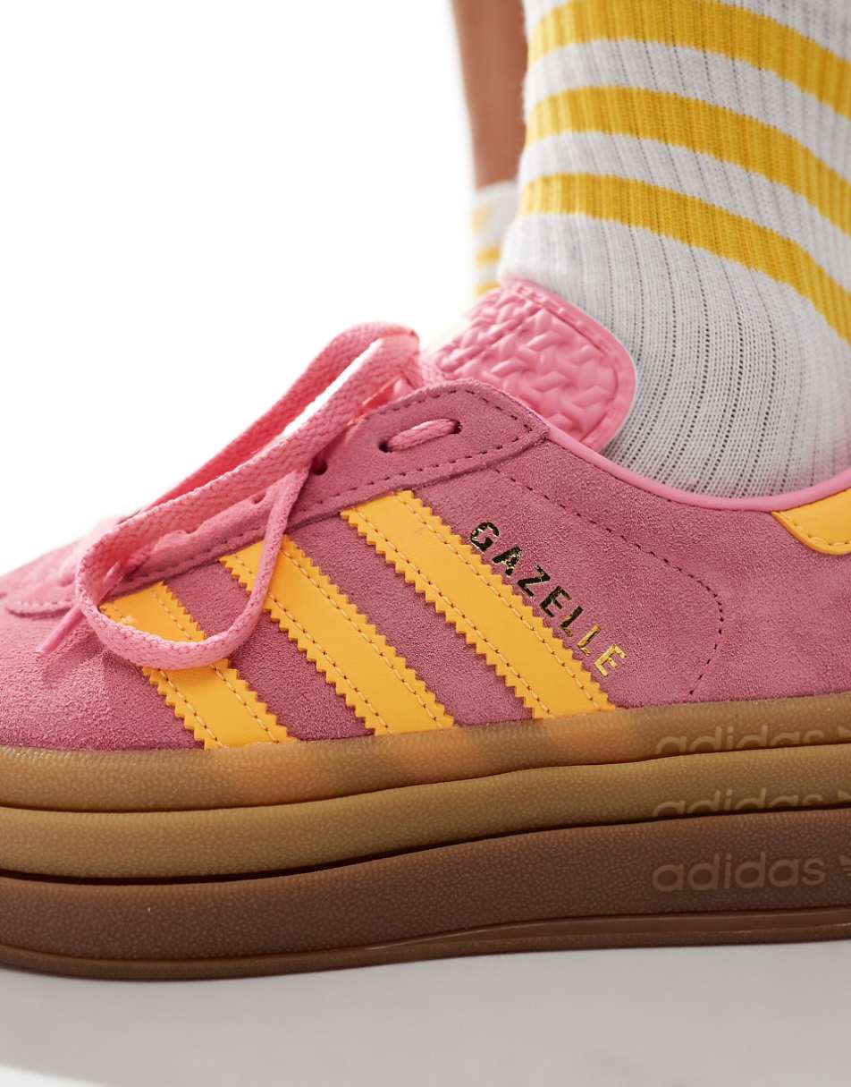 adidas Originals Gazelle Bold sneakers in pink and orange