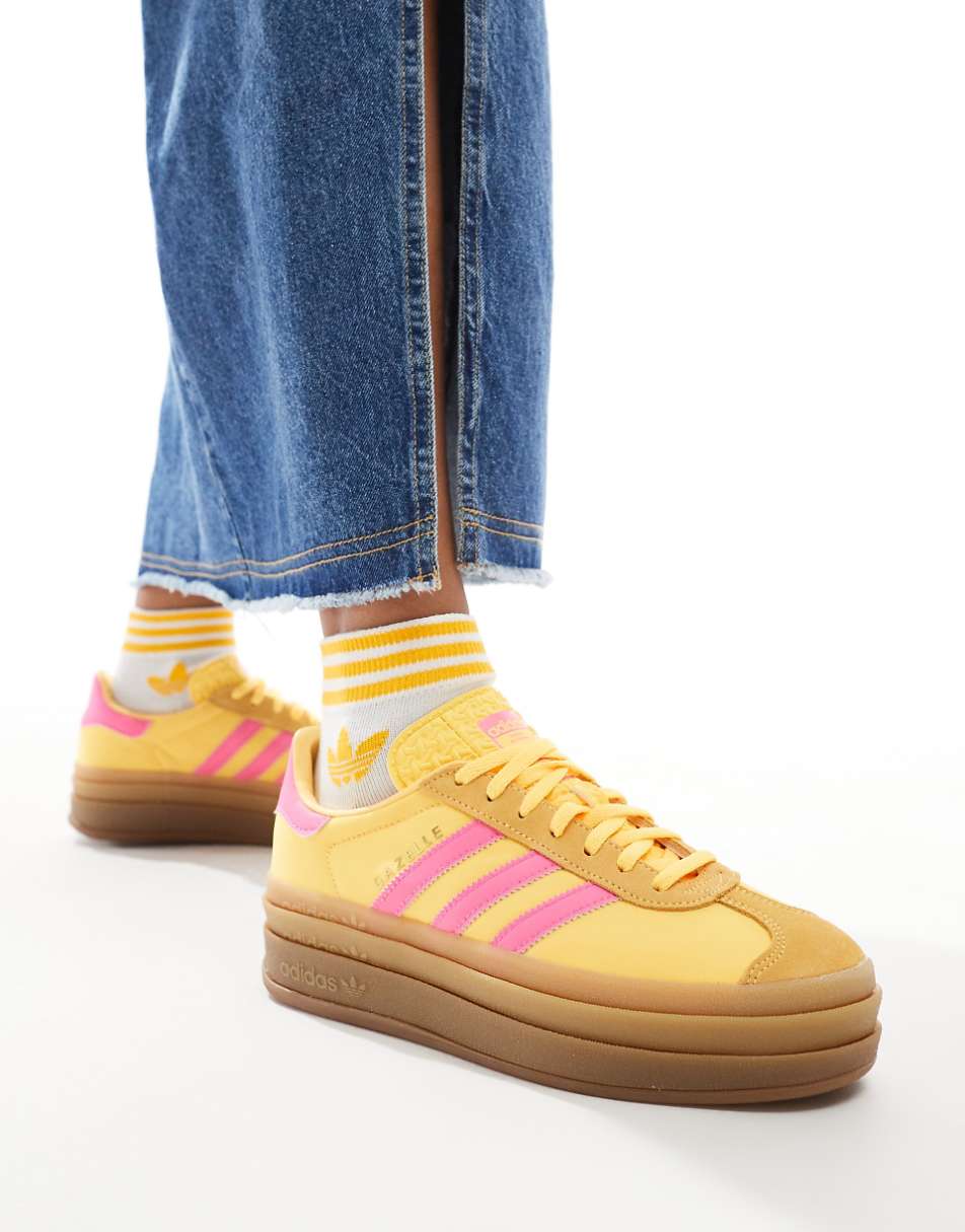 adidas Originals Gazelle Bold sneakers in yellow and pink