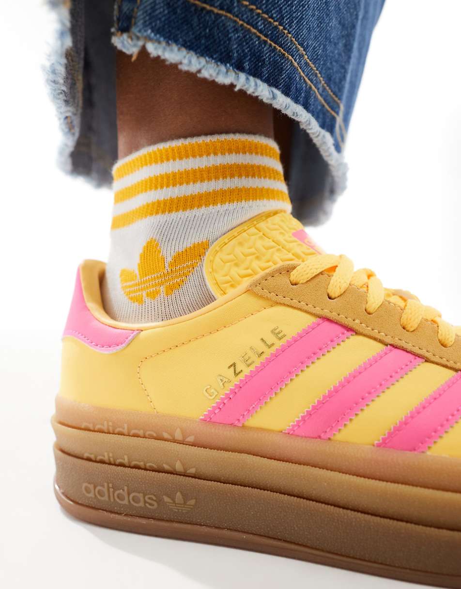 adidas Originals Gazelle Bold sneakers in yellow and pink