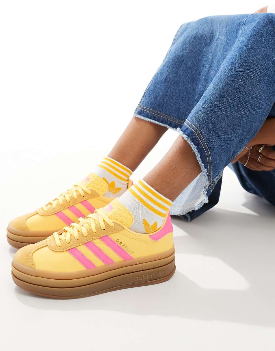 adidas Originals Gazelle Bold sneakers in yellow and pink