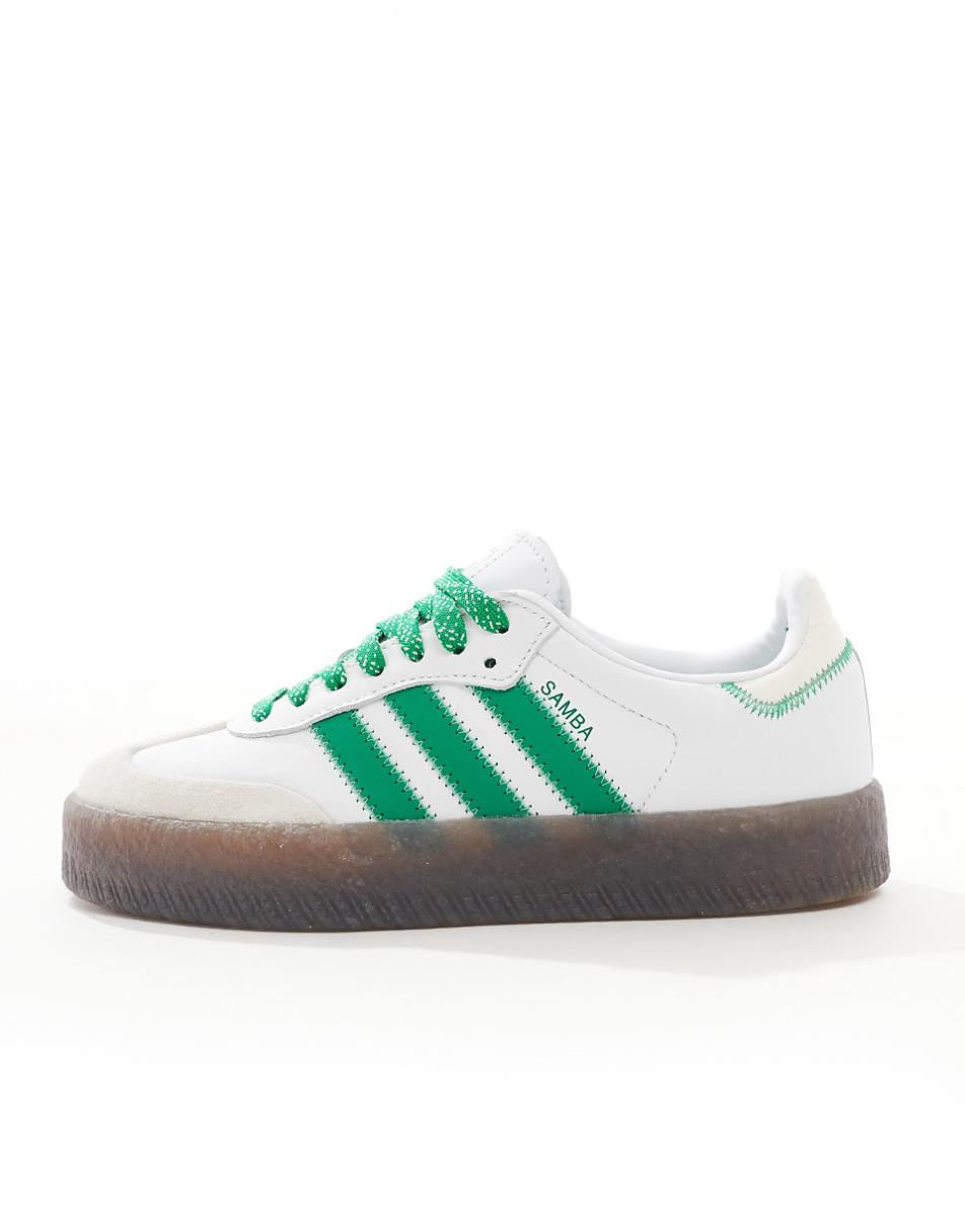 adidas Originals Sambae sneakers in white and green