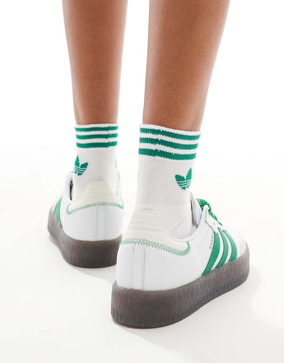 adidas Originals Sambae sneakers in white and green