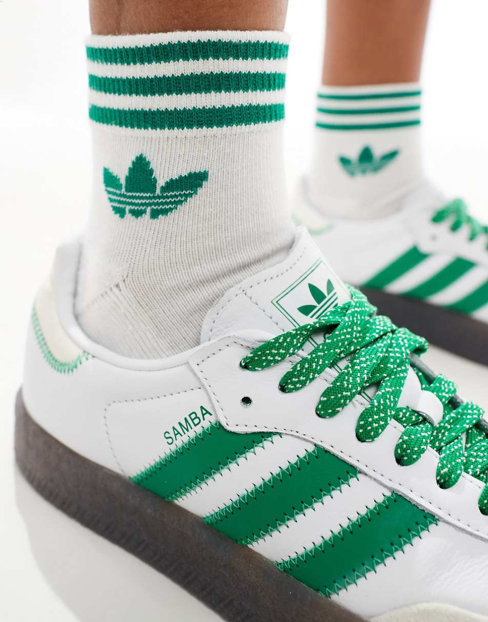 adidas Originals Sambae sneakers in white and green