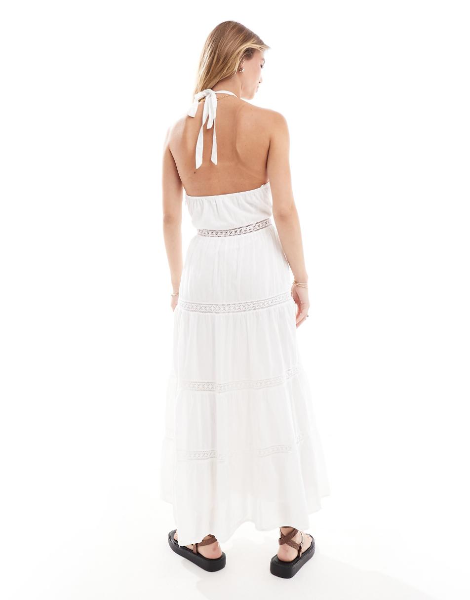 Cotton On halter neck maxi prairie dress in white