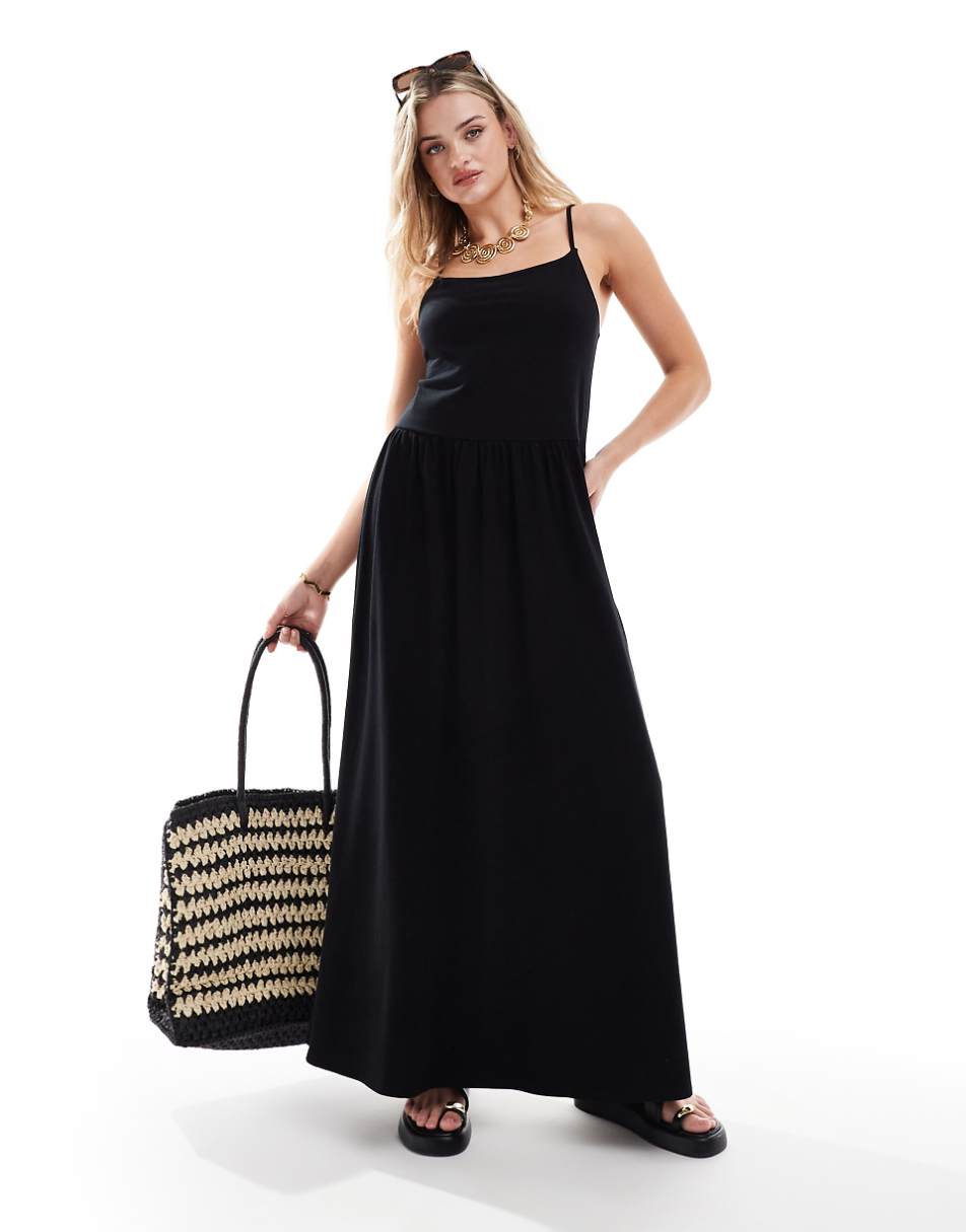 ASOS DESIGN cami maxi dress with full hem in black