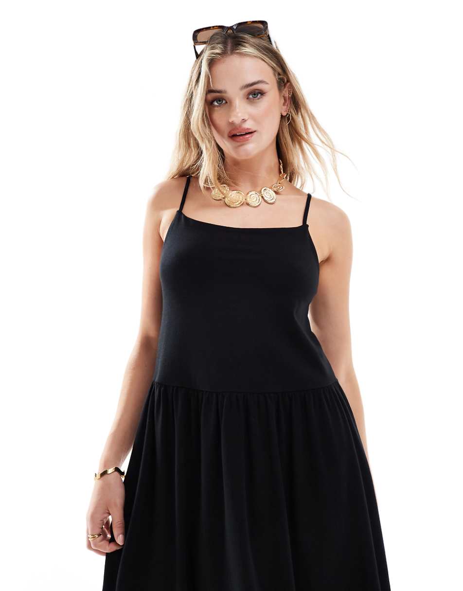 ASOS DESIGN cami maxi dress with full hem in black