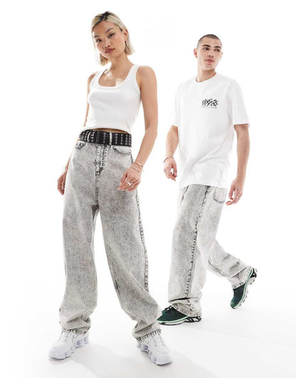 COLLUSION X014 unisex baggy antifit jeans in washed gray
