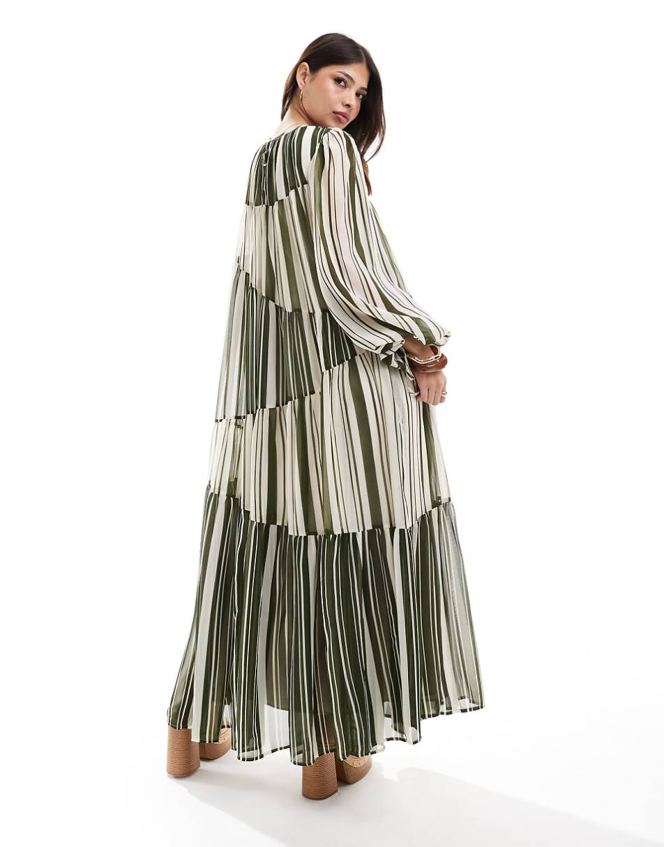 ASOS DESIGN mixed stripe print smock maxi dress