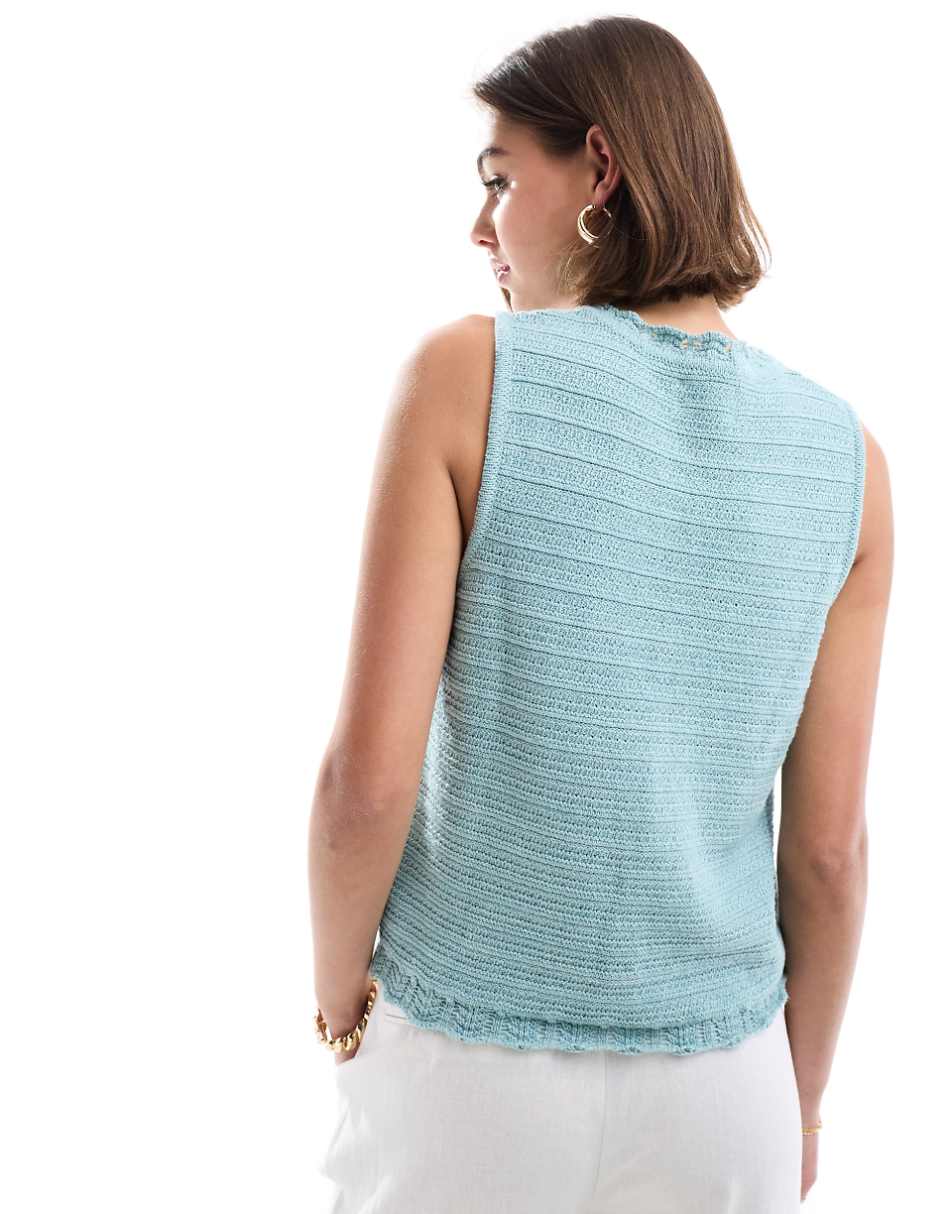 ASOS DESIGN knit vest in stitch detail in blue