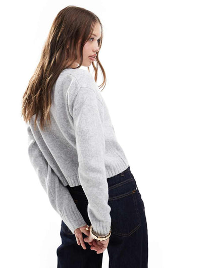 Miss Selfridge seam detail boxy cardigan in gray heather