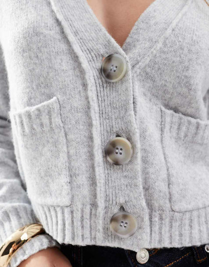 Miss Selfridge seam detail boxy cardigan in gray heather