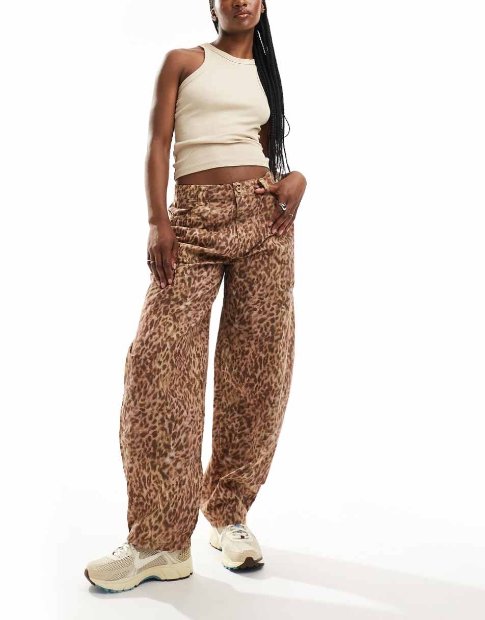 Reclaimed Vintage leopard print barrel leg pants