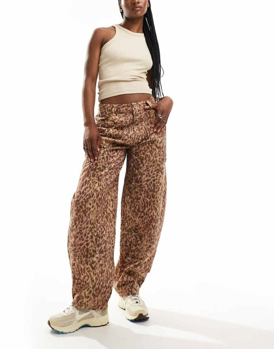 Reclaimed Vintage leopard print barrel leg pants