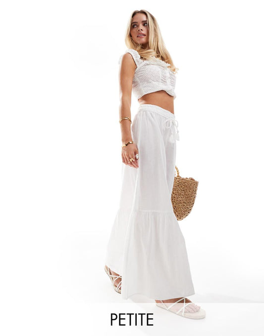 Vero Moda Petite boho maxi skirt in white