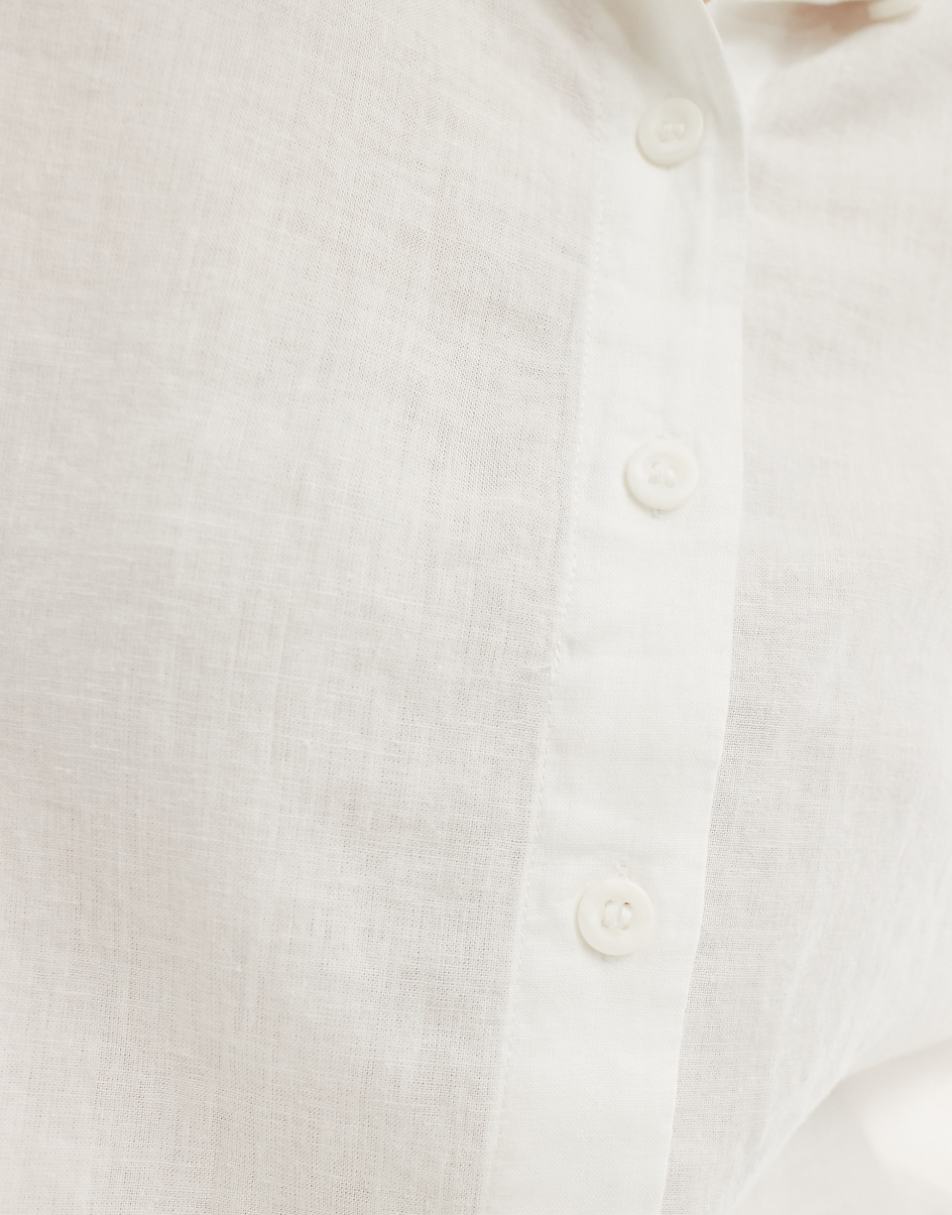 Vero Moda linen boxy short sleeve shirt in white - part of a set