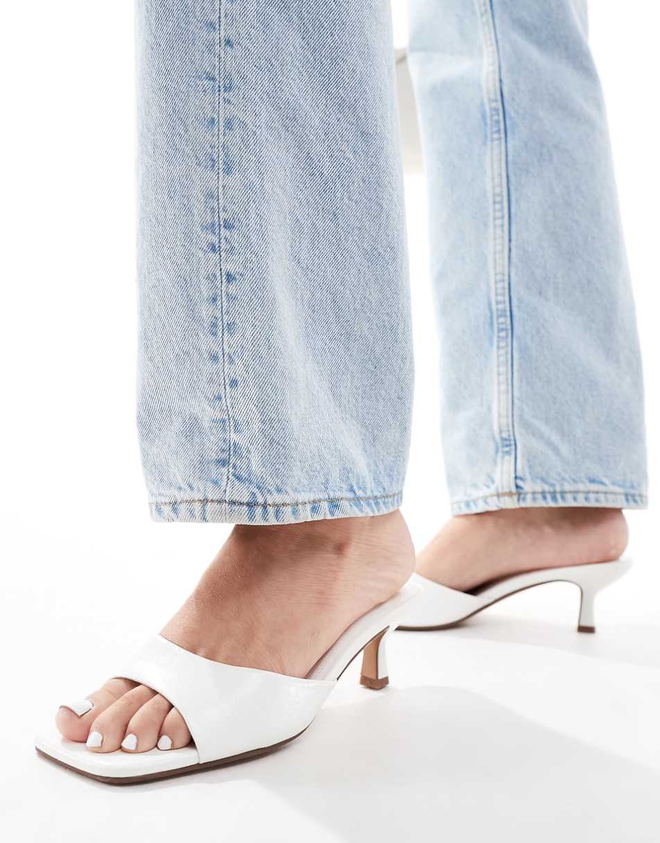 ASOS DESIGN Hyper kitten heel mules in white