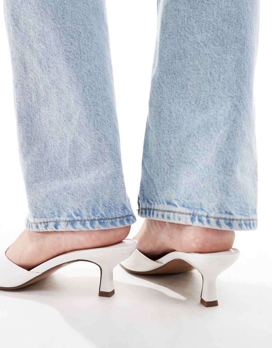 ASOS DESIGN Hyper kitten heel mules in white