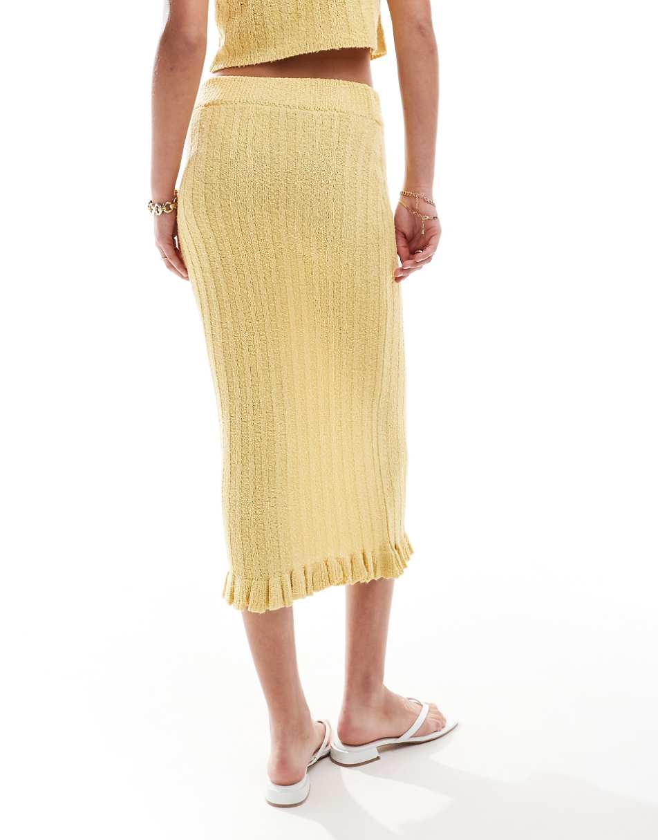 ASOS DESIGN knit midaxi skirt with frill in yellow - part of a set