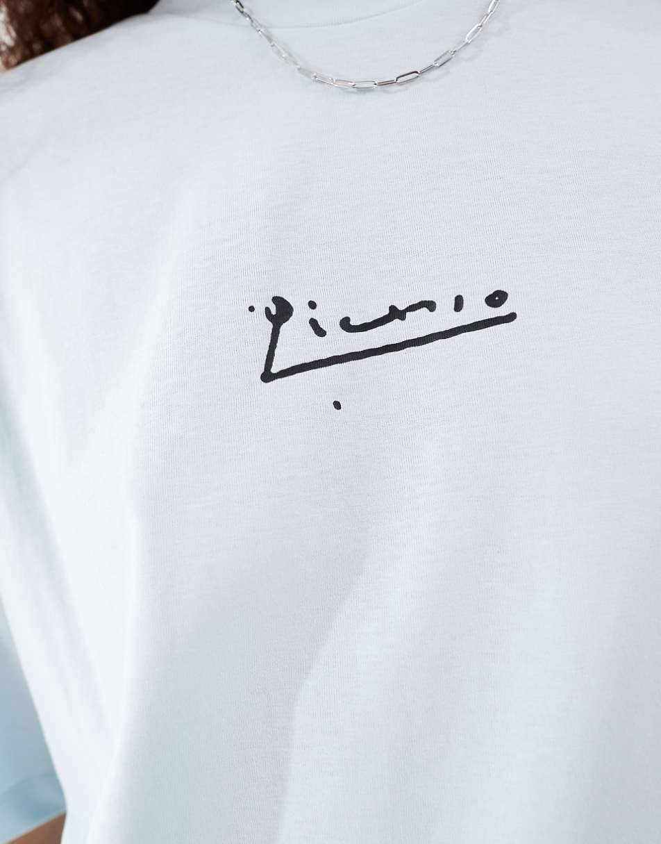 ASOS DESIGN unisex oversized licensed T-shirt with Picasso line drawing prints in blue